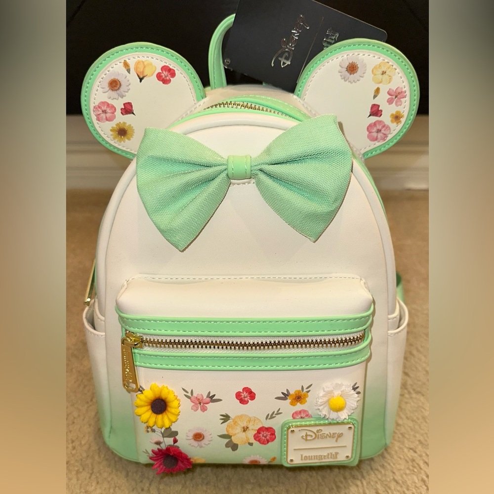 Loungefly Floral Backpack - Green and White